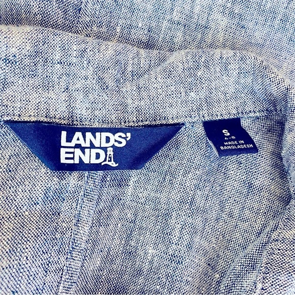 Lands’ End Linen Denim Blue Utility Jacket Size S 6-8 - Picture 5 of 6
